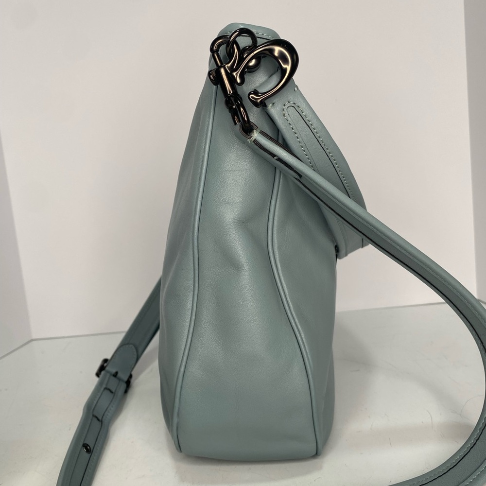 2 Way COACH - SOFT TABBY HOBO Light Blue Sage Pewter Leather Crossbody Bag C6340 - Picture 4 of 16